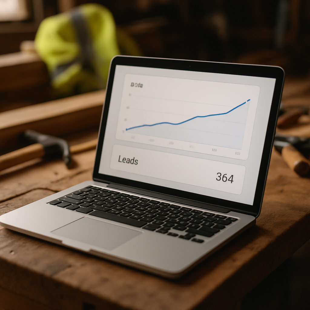 Reporting dashboard of traffic and leads on a monitor